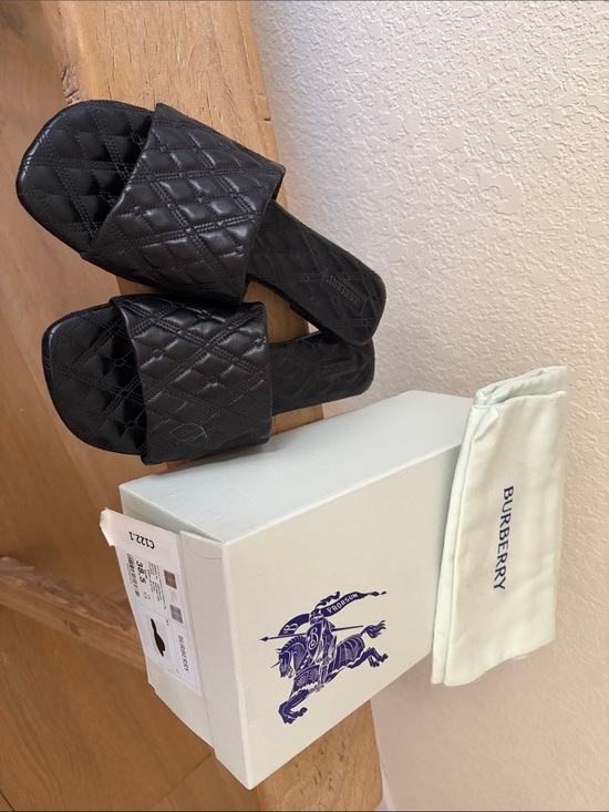 Burberry Shoes - Burberry Black Quilted Leather Slide Sandals